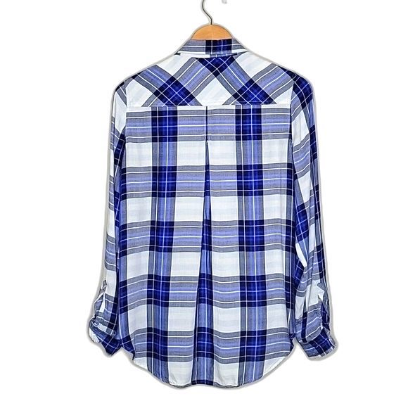 KENNETH COLE REACTION Blue Plaid Long Sleeve Button Up Collared Shirt size M - Picture 8 of 13